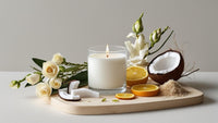 Coconut floral soy candle in 14 oz glass jar 