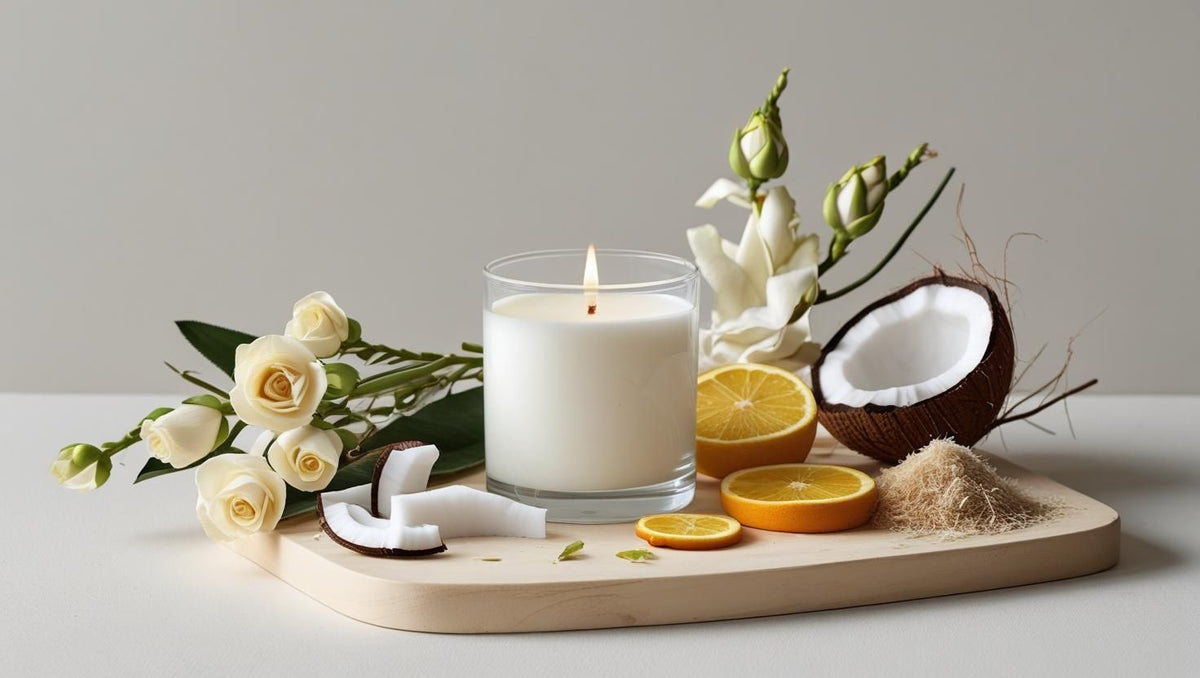 Coconut floral soy candle in 14 oz glass jar 